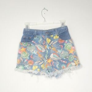 Vintage Steel Sea Life Denim Cut Off Shorts Size 9